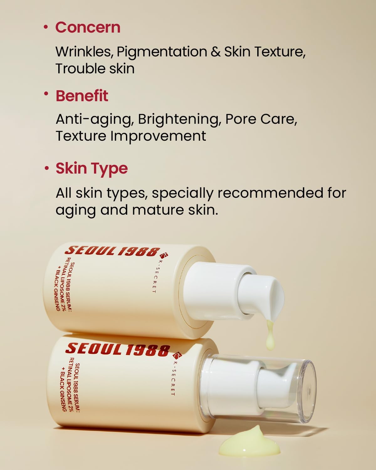 KSECRET SEOUL 1988 Serum : Retinal Liposome 2% + Black Ginseng 30ml