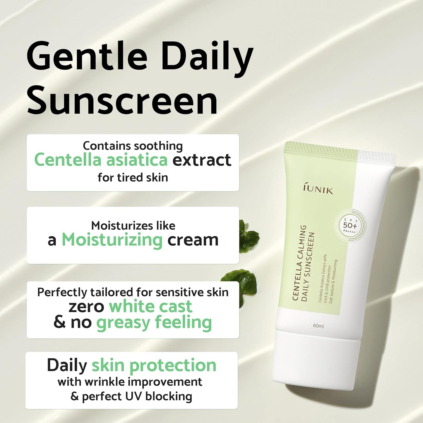 iUNIK Centella Calming Daily Sunscreen SPF 50+ PA ++++ 60ml
